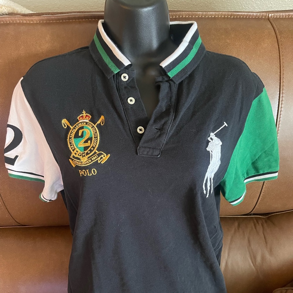 Ralph Lauren Black and Green Polo Shirt size medium used men’s